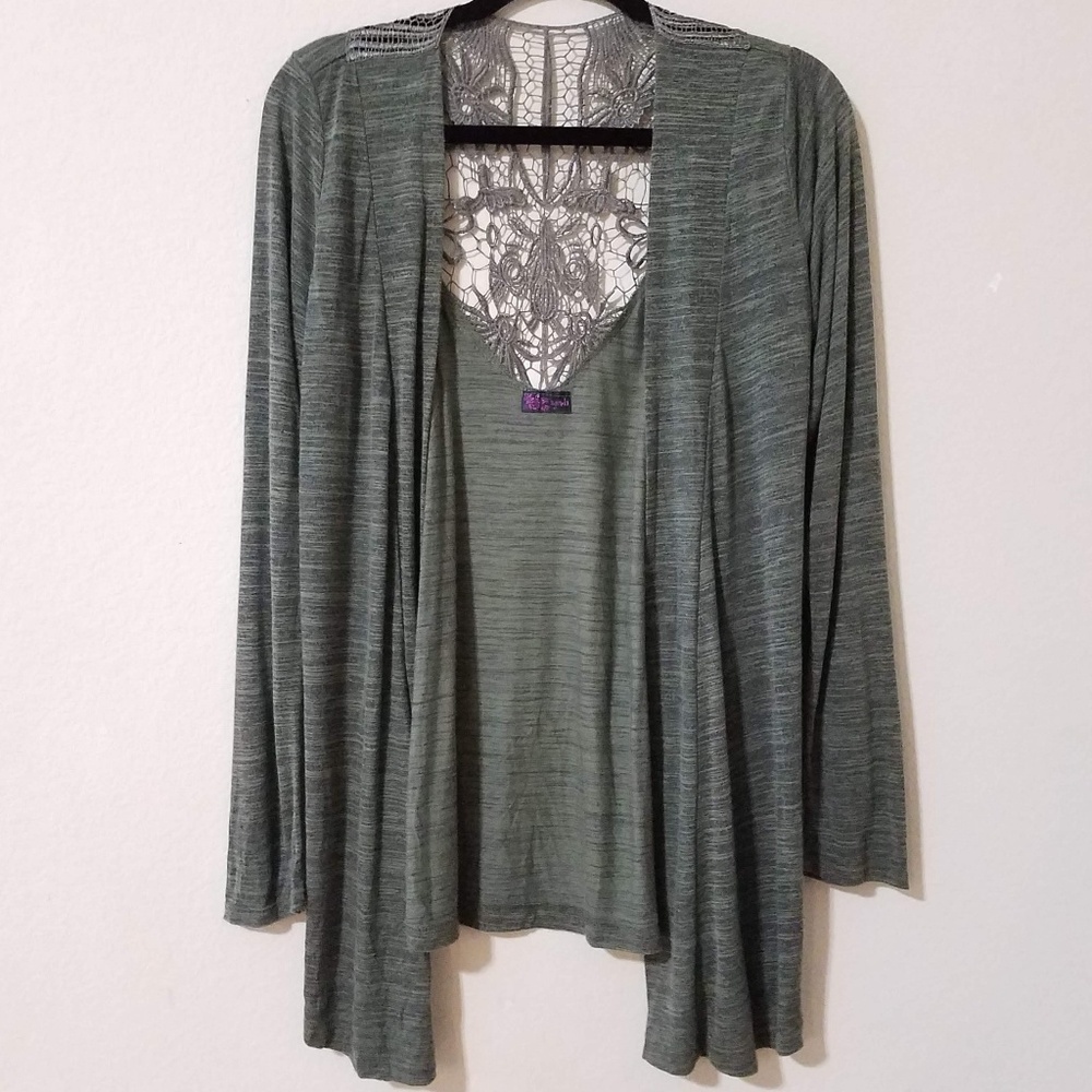 4/25 Agenda Olive Green Hi Lo Cardigan sz S